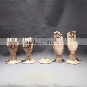 25cm Height Female Right Wooden Hand Beech Wood With Round Wooden Base thumbnail-5