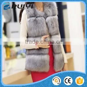 Ladies European Fashion Faux Fur Sleeveless Waistcoat thumbnail-1