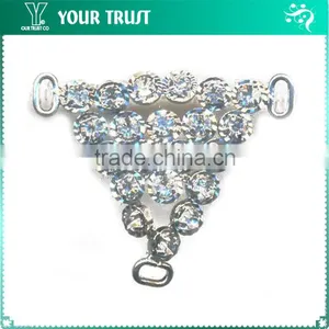 Fashion Black V Shape Acrylic Stone Connector Rhodium Metal Belt Buckle thumbnail-4