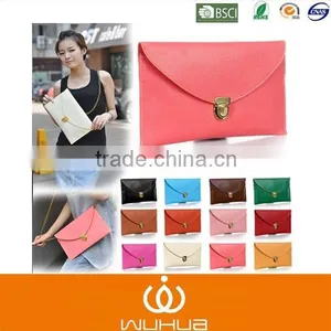16 Kinds of Color Classical Lady Leather Envelope Chain Purse For Wholesale thumbnail-1