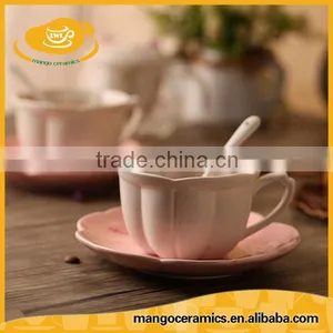 Japanese Style Pink Sakura Ceramic Coffe Cup and Saucer Set thumbnail-4