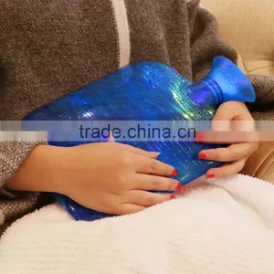Hot 2L PVC Hot-water Bottle Wave Blue Anti-scald Bed Warmer thumbnail-1