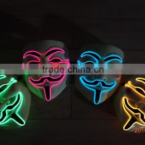EL Wire V For Vendetta Mask / EL Light Party Mask / EL WIRE Halloween Masquerade Face Mask thumbnail-1