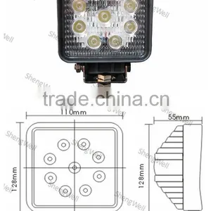 4" 27W 9--32V Square LED Work Light Epistar Led Work Lamp Flood/Spot Beam IP67 Marine Led Work Lights thumbnail-1