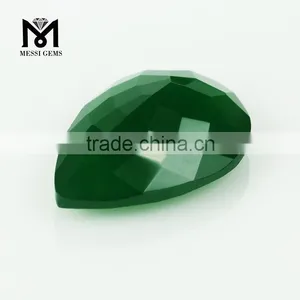 Loose Pear Machine Cut Natural Deep Green Agate Gemstone Price thumbnail-4