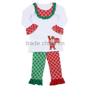 2016 Kaiyo Clothing Manufacturers Chevron Ruffle Bib Sets Christmas Kids Clothes thumbnail-3