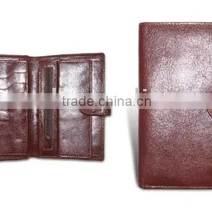 Leather Wallet With Button Closure and Four Pockets for Accessories thumbnail-1