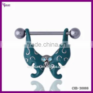 Body Jewelry Stores Rhinestone Butterfly Shape Nipple Piercing Jewelry thumbnail-1