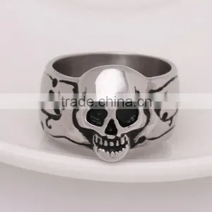 Wholesale Fashion Jewelry 316L Stainless Steel Man Skull Ring thumbnail-2
