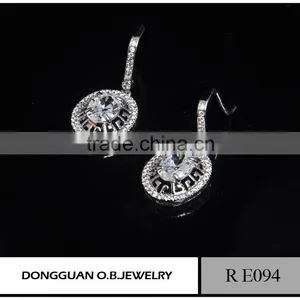 Crystal 925 Sterling Silver Zircon Earring Jewelry With Rhinestone thumbnail-1