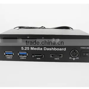 Black 5.25" Media Dashboard Front Panel PCI-E to USB 3.0 ESATA SATA Card Reader thumbnail-2