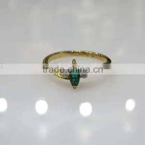 Emerald Diamond Gold Ring 14K 0.05cts Dia 1.80gms Gold thumbnail-1