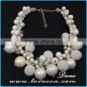 New Fashion Classy Bohemian Bib Collar Exaggerate Pearl Chain Bib Necklace thumbnail-1