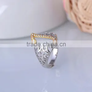 Pure Silver Hollow Out Life of Tree Branches Net Leaf Ring With Gold Plated thumbnail-4