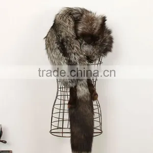 New Style Fashion Real Silver Fox Fur Long Scarf 1323 thumbnail-1