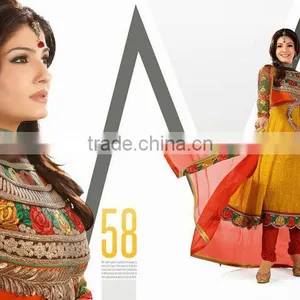 MUSTARD GEORGETTE SALWAR SUIT thumbnail-1