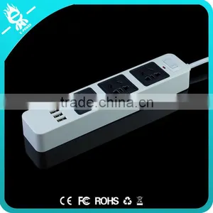4 Usb 3-pin Plug Retractable Extension Pvc Multiple Power Socket With Switch thumbnail-2