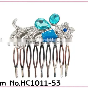 High Quality Blue Rhinestone Crystal Hair Comb thumbnail-1