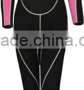 (Hot Arrival)Lady' Long Sleeve Black and Pink Colour Surfing and Wet Suits thumbnail-1