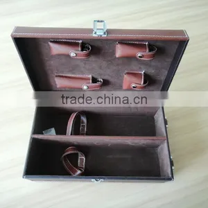 Chinese Factories Wholesale Custom High-grade PU Leather 2 Bottles of Red Wine Box, Black Gift Box thumbnail-2