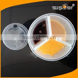 33 oz 1000ml Plastic PP Split Boba Tea Cups With Lid thumbnail-1