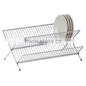 Fashionable Houseware Folding Dish Rack Metal Silver thumbnail-3