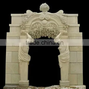 Beige Figure Carved Stone Door Surround thumbnail-1