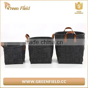 Excellent Quality Woven Handmade Felt Basket Bedroom Toys Storage Bag thumbnail-5