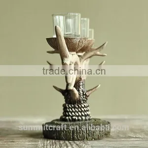 Home Goods Antiques Resin Deer Antler Old Fashioned Candle Holder thumbnail-3