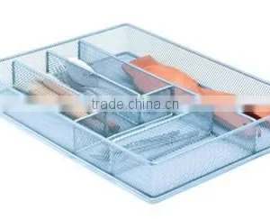 Silver Household 6 Compartments Metal Mesh Kitchen Cutlery Tray thumbnail-2
