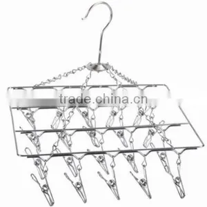 Stainless Steel Clothes Hanger With 20 Clips thumbnail-2