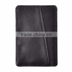 Slim Leather Front Pocket Wallet Credit Card Holder Case - Black thumbnail-4