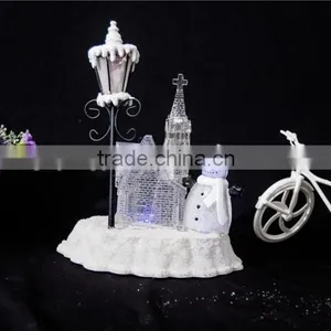 Acrylic Led Light House With Snowman and Lamp for Christmas House thumbnail-1