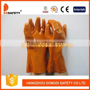 DDSAFETY PVC Gloves Orange PVC Fully Smooth Dipped 100%Cotton Liner Gloves thumbnail-1