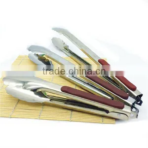 Stainless Steel With Silicone BBQ Scissor Tongs Bread Baking Food Tongs thumbnail-1