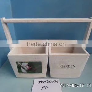 Wooden Flower Pot Planters With Handle for Garden Home Decoration thumbnail-1