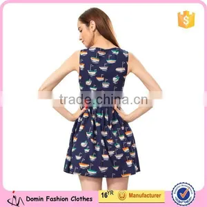 New Fashion Sleeveless Ladies Cotton Print Dresses thumbnail-4