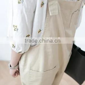 Korean Institute of Wind Wild Loose Tooling Overalls / Retro Art Bib/ Trousers With Braces thumbnail-4