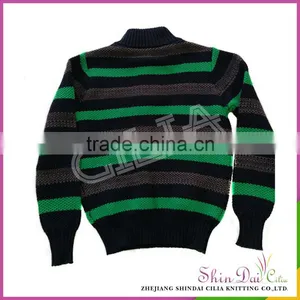 Customized Cheap and Comfortable 100% Cotton Boy Knitted Stripe Pullover Sweater thumbnail-2