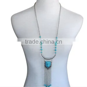 Alloy Gold Color Bead Sweater Necklace for Lady thumbnail-1