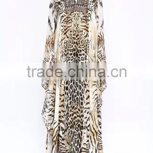 Indian Girls Kaftan Sexy Wear Poncho Fashionable Caftan Dress Poly Silk Girls Long Kaftan thumbnail-2