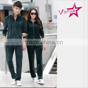 Wholesale Custom Unisex Blank Design Velour Tracksuit for Couples thumbnail-1