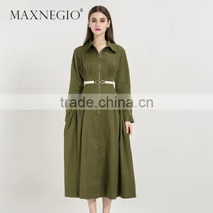 European Design Elegant Autumn Dress Women Casual Long Sleeve Dress Brand Fashion Pleated Ladies Dreses thumbnail-3