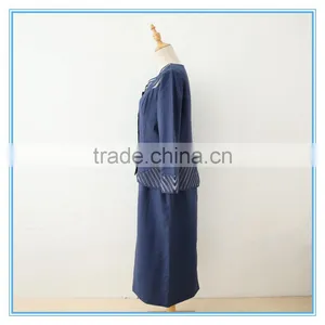Linen Long Sleeve Royal Formal Women Skirt Suit With Organza Fabric thumbnail-2