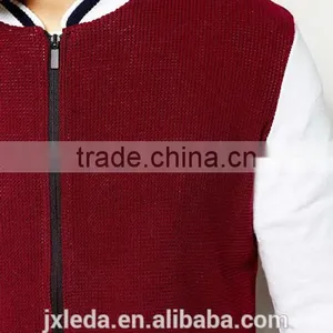 Knitted Burgundy Baseball Jacket, Stylish 3XL Coat Men thumbnail-4
