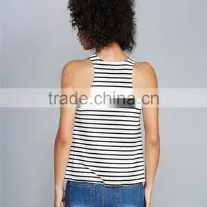 Simple Design Striped Singlet Loose Tank Tops Wholesale Women thumbnail-3
