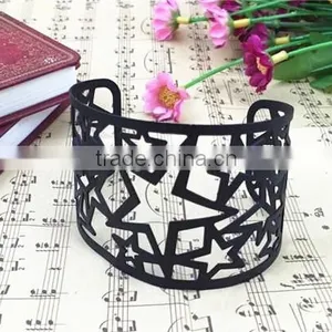Personality High Quality Iron Stars Hollow Black Bangle Jewelry Manufacture thumbnail-2