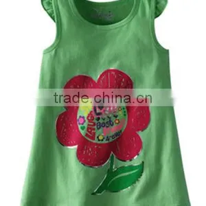 Fashion Girls Sleeveless Cartoon t Shirts Kids Flower Tops thumbnail-1