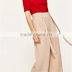 Custom Design Comfortable Slacks for Women With Pleated Elastic Waistband thumbnail-4