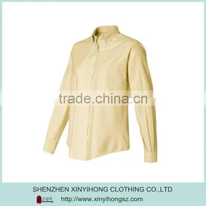 Hot Selling Yellow Color Combed Cotton Stretch Sexy Slim Girls Shirts thumbnail-1